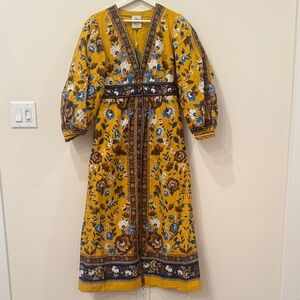 FARM Rio Yellow Floral Long Sleeve Dress